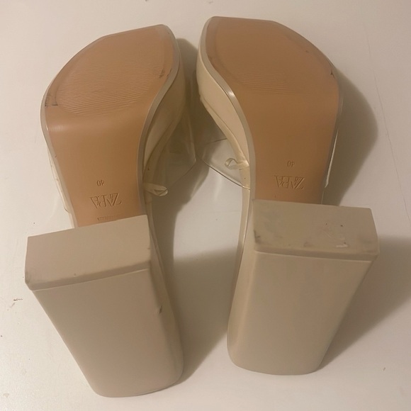 Zara Heels Slip-on Platform Cocktail Ivory Solid Shoes - Picture 4 of 8